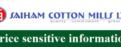 Price Sensitive information of Saiham Cotton Mills Ltd