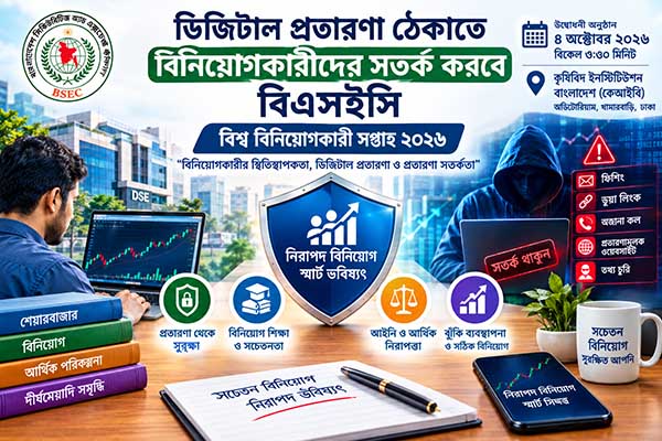 ডিজিটাল প্রতারণা ঠেকাতে বিনিয়োগকারীদের সতর্ক করবে বিএসইসি