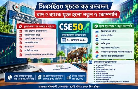 সিএসই৫০ সূচকে বড় রদবদল