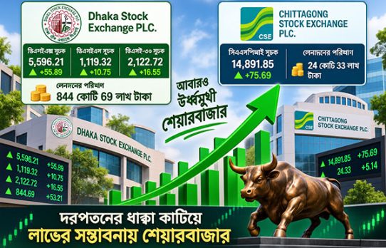 দরপতনের ধাক্কা কাটিয়ে লাভের সম্ভাবনায় শেয়ারবাজার