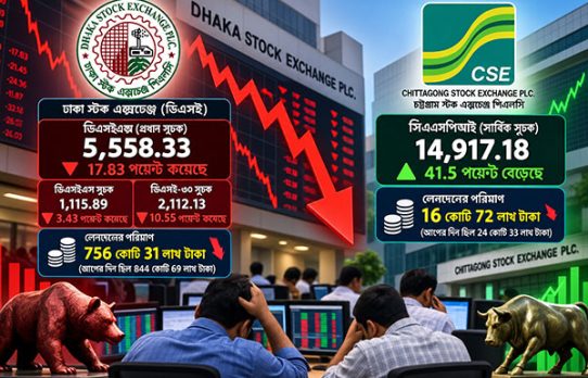 উত্থানের আশা ভেঙে সপ্তাহের শেষ দিনে শেয়ারবাজারে পতন