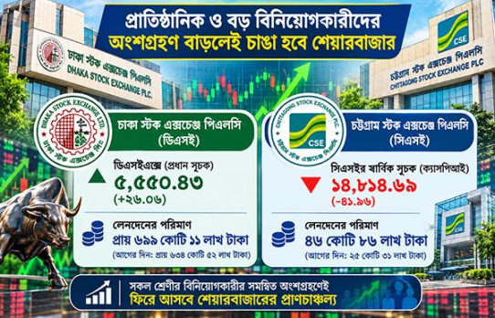 প্রাতিষ্ঠানিক ও বড় বিনিয়োগকারীদের অংশগ্রহণ বাড়লেই চাঙা হবে শেয়ারবাজার