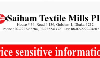 Price Sensitive Information of Saiham Textile Mills PLC
